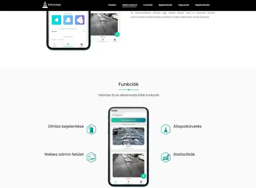 Úthibák bejelentésére szolgáló mobil alkalmazás webes felülete - 2