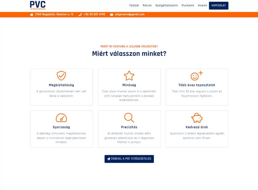 PVC szigetelésekkel foglalkozó cég weboldala - 3